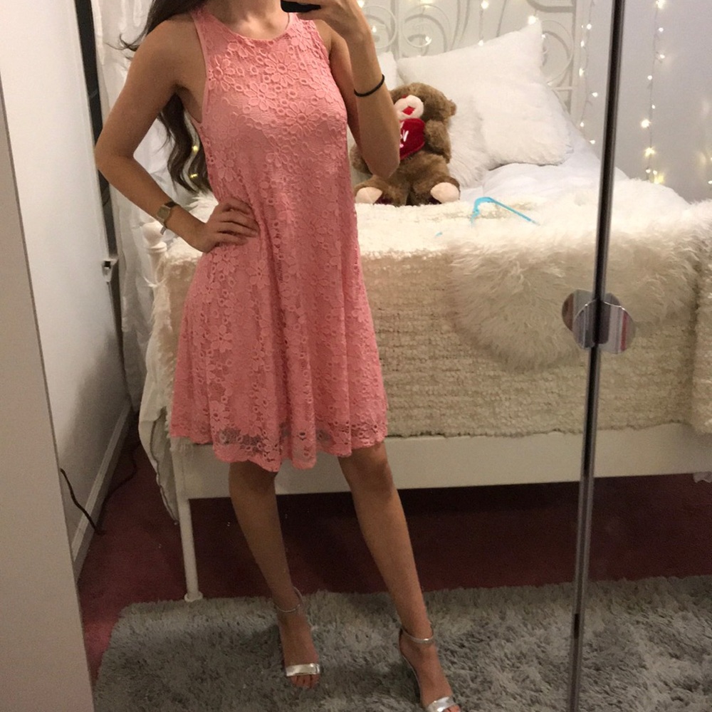 Pink lace dress great for church!